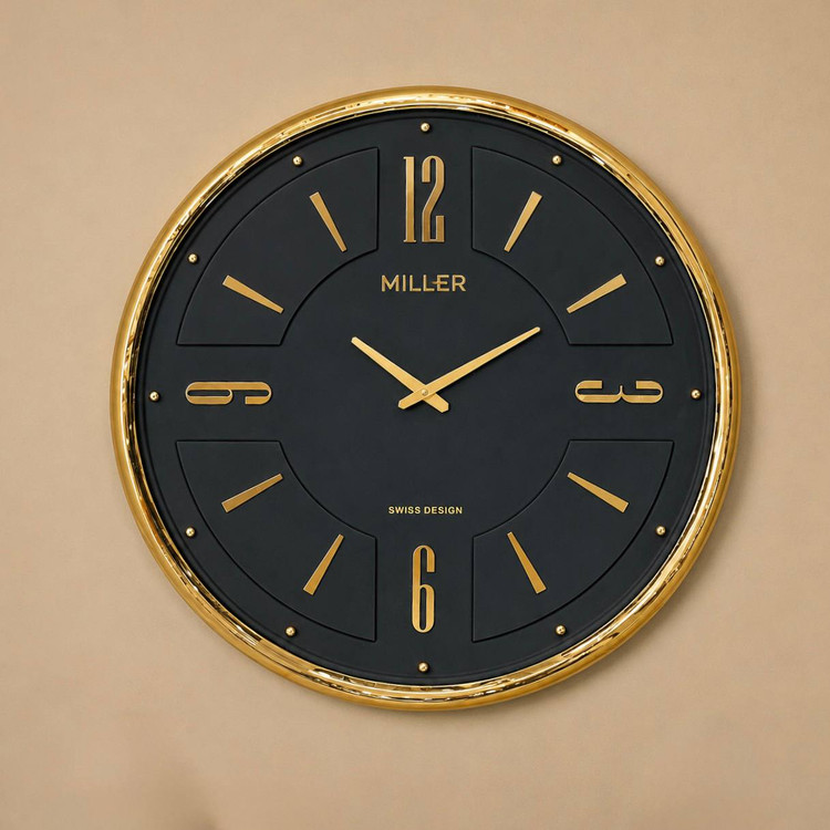 ساعت دیواری برند میلر Miller B701-702-703 با قاب فلز ابکاری و صفحه وکیوم و پنج سال ضمانت شرکتی