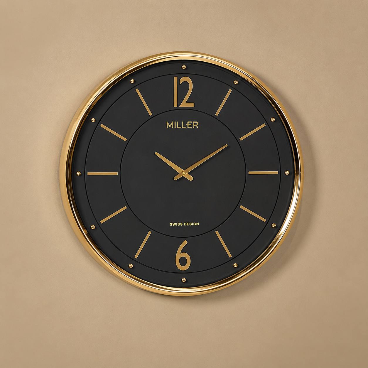 ساعت دیواری برند میلر Miller B701-702-703  با قاب فلز ابکاری و صفحه وکیوم و پنج سال ضمانت شرکتی