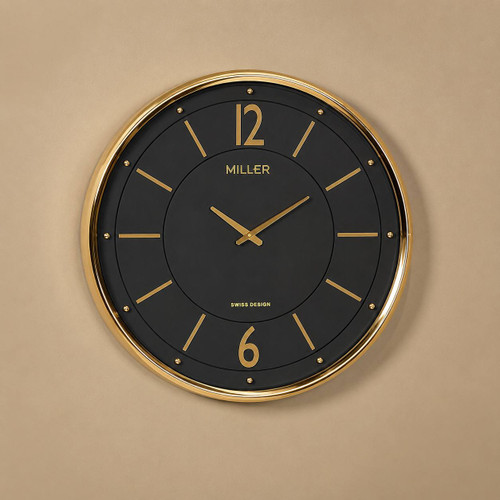 ساعت دیواری برند میلر Miller B701-702-703 با قاب فلز ابکاری و صفحه وکیوم و پنج سال ضمانت شرکتی