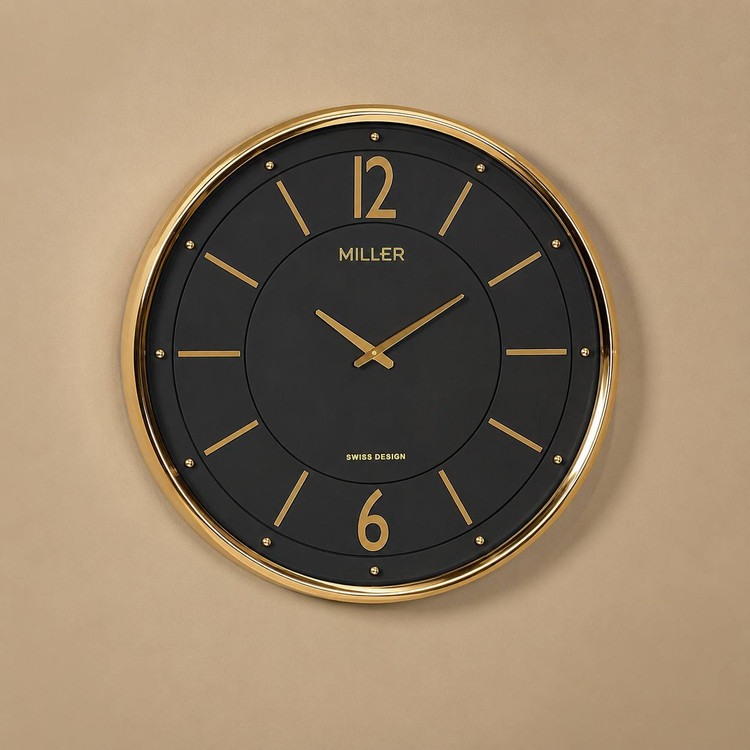 ساعت دیواری برند میلر Miller B701-702-703 با قاب فلز ابکاری و صفحه وکیوم و پنج سال ضمانت شرکتی