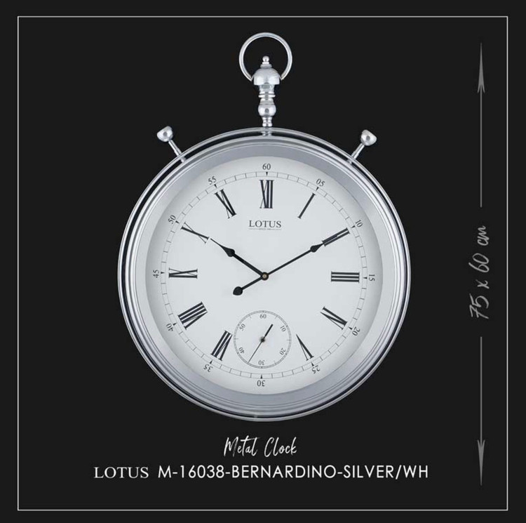 ساعت دیواری لوتوس مدل برناردینو 16038 فلز آبکاری