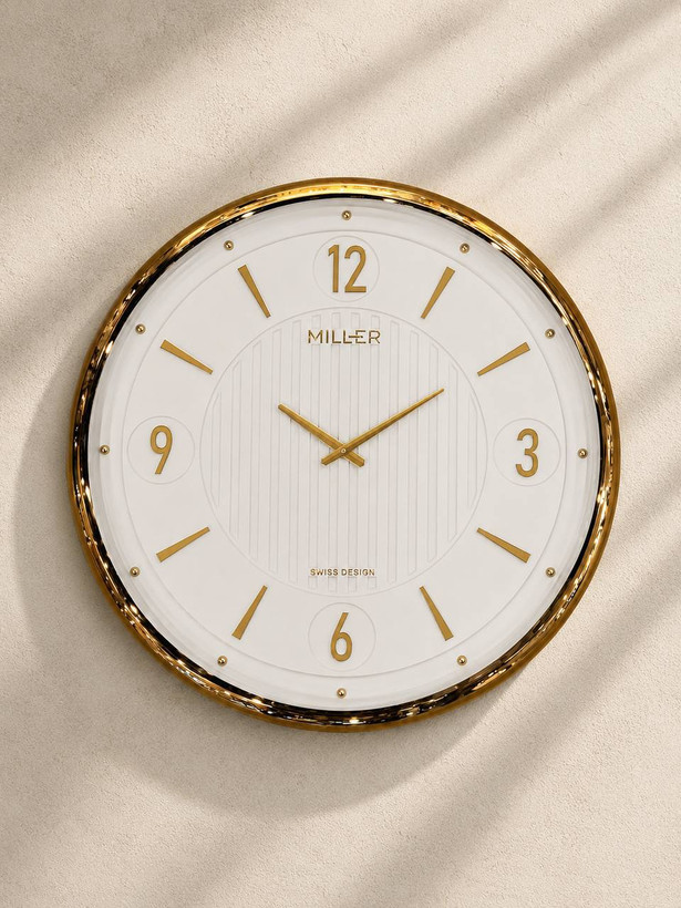 ساعت دیواری برند میلر Miller 604 قطر ۶۰ با قاب فلز ابکاری و صفحه وکیوم و پنج سال ضمانت شرکتی